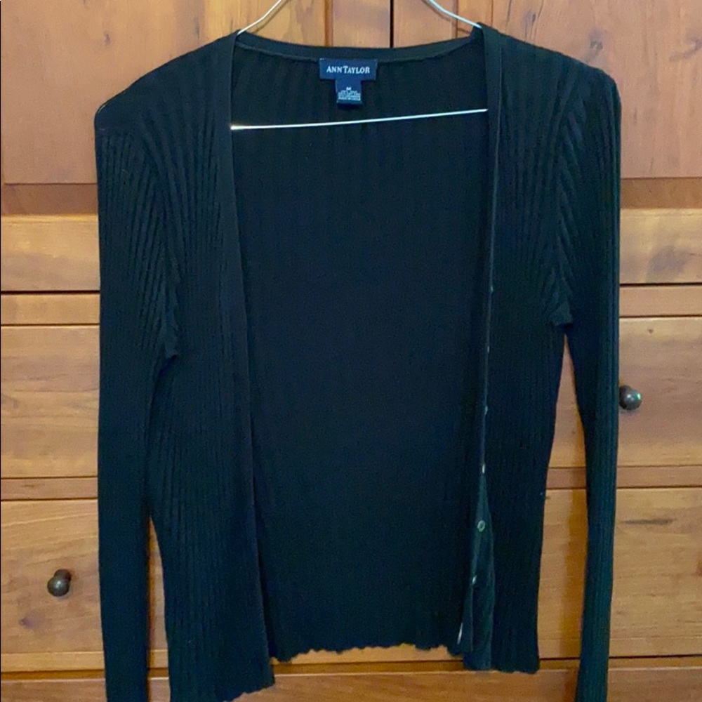 Ann Taylor silk cashmere black light cardigan